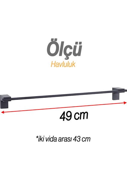 Siyah Metal Uzun Havluluk 49 cm Duvara Monte Vidalı Lüks Banyo Asma Askı Çubuk Tasarım fiyatları