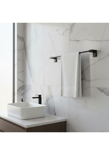 Siyah Metal Uzun Havluluk 49 cm Duvara Monte Vidalı Lüks Banyo Asma Askı Çubuk Tasarım fırsatları