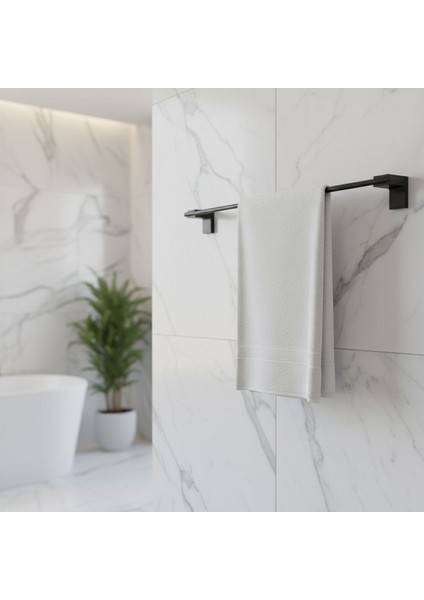 Siyah Metal Uzun Havluluk 49 cm Duvara Monte Vidalı Lüks Banyo Asma Askı Çubuk Tasarım indirimleri