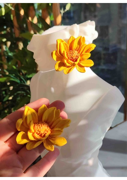 Sun Glow El Yapımı Sarı Lotus Çiçek Küpe - Farklı ve Şık fırsatları