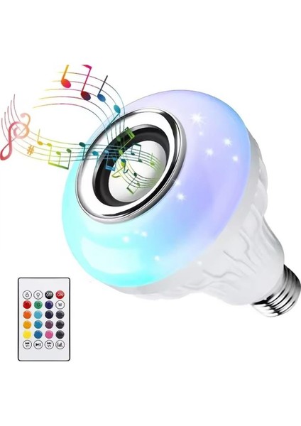 Kumandalı Bluetooth Hoparlör Ampul 500 Lümen Rgb