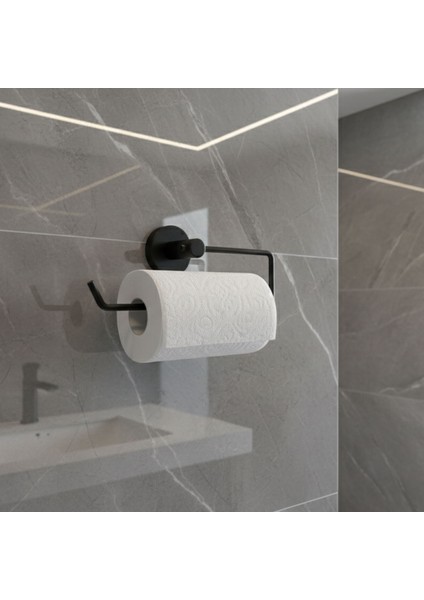 Açık Kağıt Havluluk Mat Siyah Metal Duvara Monte Vidalı Banyo Tuvalet Mutfak Kağıt Havluluk 25 cm modelleri
