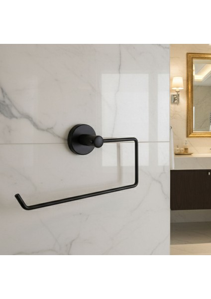 Açık Kağıt Havluluk Mat Siyah Metal Duvara Monte Vidalı Banyo Tuvalet Mutfak Kağıt Havluluk 25 cm fırsatları