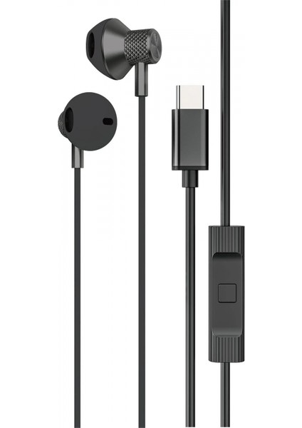 LS-730 1.2m iPhone 15 Serisi ile Uyumlu Type-C Kablolu Kulaklık - Siyah