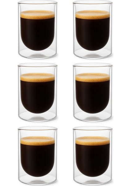 Çift Cidarlı Cam - Kahve - Latte - Espresso - Meşrubat - Bardak Seti 250 Ml x 6 Adet 2127