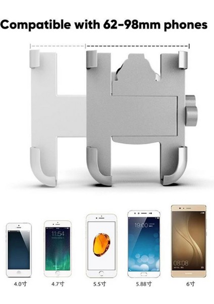 Alüminyum Gövdeli Metal Gidon Bağlantılı Motosiklet Telefon Tutucu 7 Inç Xl - Lisinya