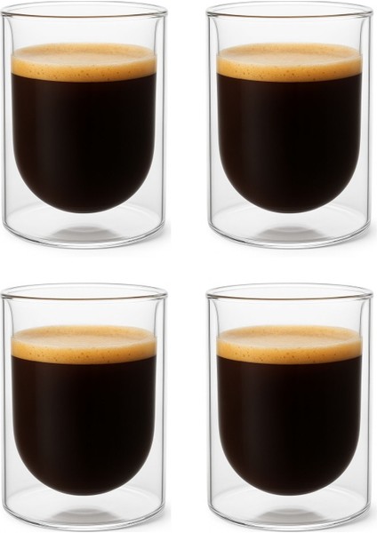 Çift Cidarlı Cam - Kahve - Latte - Espresso - Meşrubat - Bardak Seti 250 Ml x 4 Adet 2127