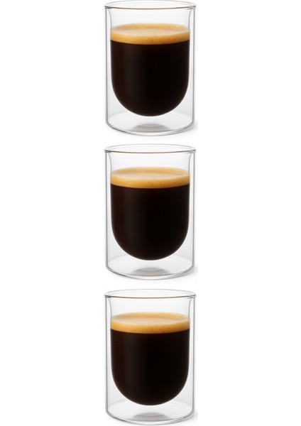 Çift Cidarlı Cam - Kahve - Latte - Espresso - Meşrubat - Bardak Seti 250 Ml x 3 Adet 2127