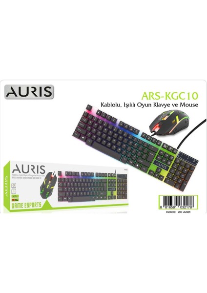 ARS-KGC10 Işıklı Oyuncu Kablolu Klavye ve Mouse Set