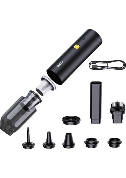 Suitu Araba Elektrikli Süpürgesi Mini Taşınabilir El Elektrikli Süpürgesi Siyah (Yurt Dışından)