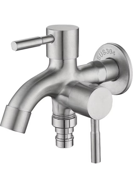 Çift Bahçe Musluğu Paslanmaz Çelik Dış Musluk Çift Çıkışlı Su Musluğu Sağlam 2 Yollu Bahçe Musluğu Su Hortumu Çıkışı (Yurt Dışından)