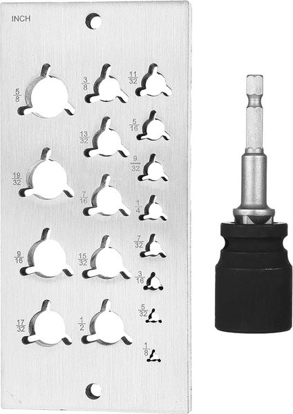 Parça Çelik Dübel Plakası, Dübel Yapıcı, Dübel Yapma Aleti 1/32 Inçlik Artışlarla 1/8 Inçten 5/8 Inçe Kadar 17 Delik (Yurt Dışından)