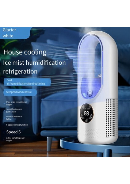 Kanatsız Fan Elektrikli Fan Ev Tipi Yatakhane Soğutma Fanı Sprey Su Soğutmalı Masaüstü Fan Mavi (Yurt Dışından) fiyatları