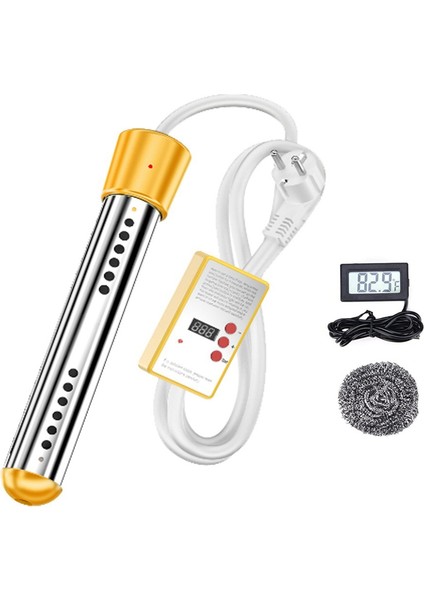 Dalgıç Su Isıtıcısı, Zamanlayıcılı 1500W Elektrikli Dalgıç Su Isıtıcısı, Paslanmaz Çelik Koruyucu Kapak, Ab Fişi (Yurt Dışından)