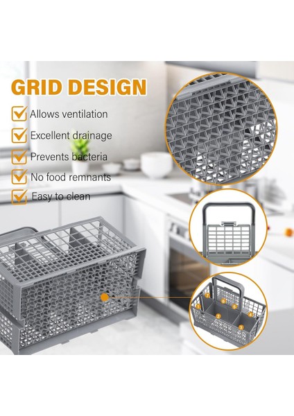 Whirlpool, Samsung, Bosch, Maytag, Kitchenaid, Kenmore Için Bulaşık Makinesi Gümüş Eşya Çatal Bıçak Sepeti (9,64 x 5,31 x 5 Inç) (Yurt Dışından) fırsatları
