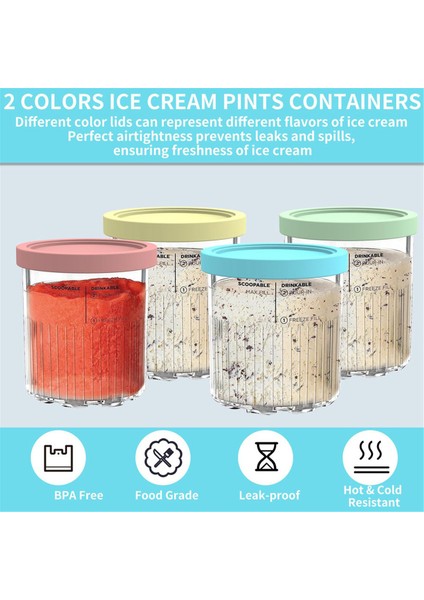 Ninja Creami Deluxe 5'li Paket Için Kapaklı 800 ml Pint Yedek Kap, NC500 NC501 Serisiyle Uyumlu (Yurt Dışından) modelleri