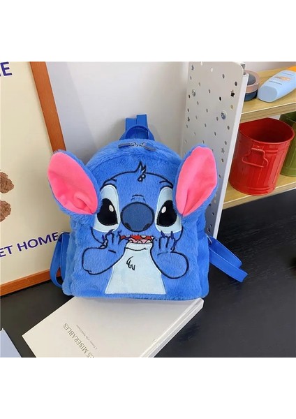Stitch Cartoon Peluş Peluş Okul Çantası Karikatür Büyük Kapasiteli Okul Çantası Anaokulu Çanta Çocuk Hediye Doğum Günü Hediye Sevimli Depolama Backpackcolor: A (Yurt Dışından)