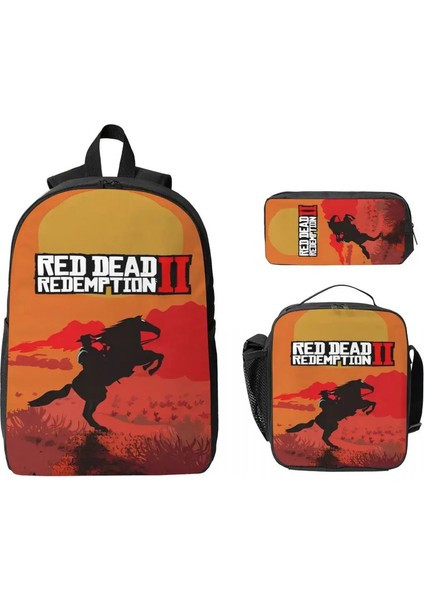 3pcs Red Dead Redemptions Baskılar Sırt Çantası Kızlar Erkekler Kalem Çantaları Kitap Çantası Setleri Okul Öğrencileri Için Öğle Yemeği Kutusu Knapsackcolor: Gösterildiği Gibi (Yurt Dışından)
