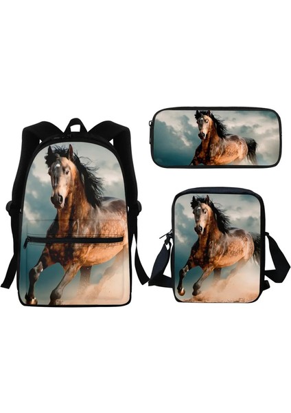 Çocuk Okul Çantası 3D Cool Wild Horse Baskı Sırt Çantası Erkek ve Kızlar Birinci Basamak Öğrencileri Messenger Çantası Küçük Kalem Kılıfı Yeni Renk: KBB2256Z58EK (Yurt Dışından)