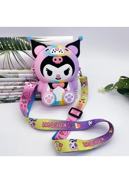 Sevimli Sanrio Kuromi Karikatür Silikon Para Çantası Para Çantası Sevimli Çocuklar Omuz Çantası Bebek Mini Depolama Doğum Günü Hediye Anime Dollor: Black Kuromi (Yurt Dışından)