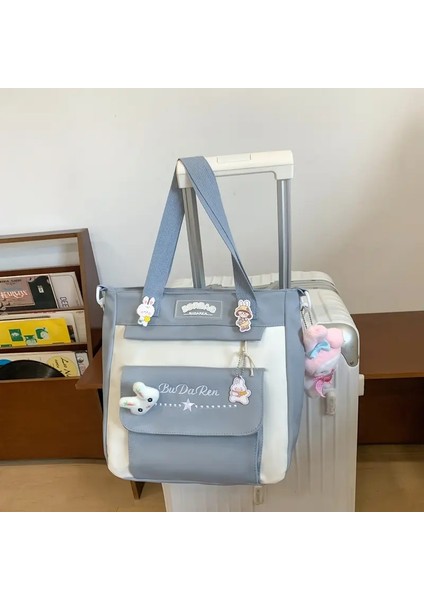 Genç Su Geçirmez Naylon Kızlar Için Moda Okul Çantası, Sevimli Kadınlar Dizüstü Bilgisayar Sırt Çantası Seyahat Çantası Siyah Pembe Kitap Çantası Renk: Mavi (Yurt Dışından)