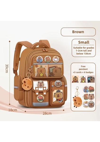 Capya Çocuklar Sırt Çantası Su Geçirmez Öğrenci Schoolbag Büyük Kapasite Yükü Hafifletir Okul Çantası Ortopedik Sırt Çantası Kitap Bagcolor: Brown-Small (Yurt Dışından)