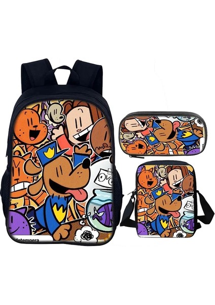 Köpek Adam 3pcs Set Okul Çantası 40CM/15.7 Inç Sırt Çantası Omuz Çantası Kalem Kutusu Erkekler Için Bilgisayar Kitap Çantaları En Iyi Hediye Renk: 5 (Yurt Dışından)