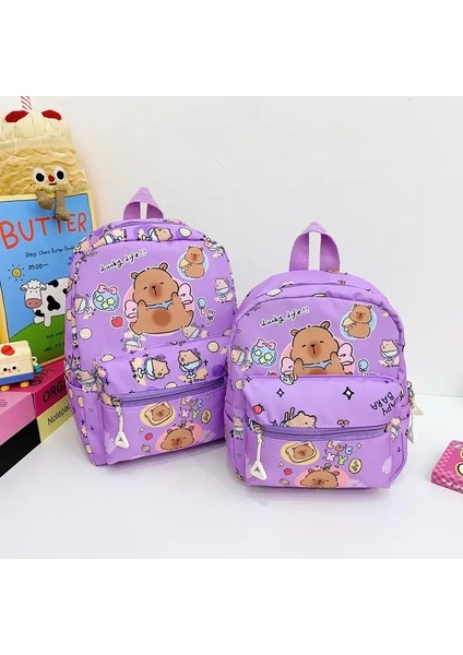 Sevimli Büyük Kapasite Capya Backpack Cartoon Ultra Light Çocuklar Okul Çantası Nefes Alabbe Naylon Kitap Çantası Çocuklar Renk: Purple-M (Yurt Dışından)