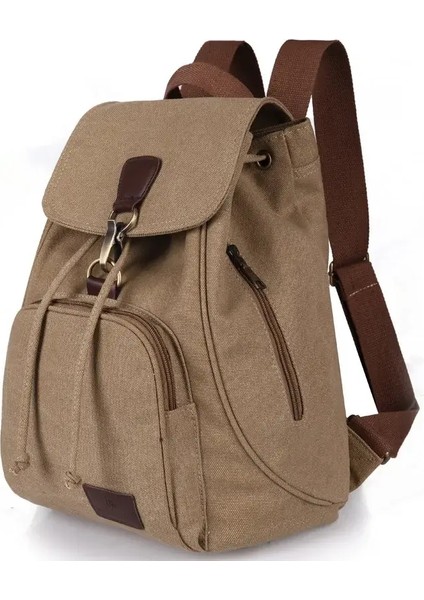 Kadınlar Tuval Sırt Çantası Kadın Vintage Saf Pamuklu Seyahat Çantası Moda Çizme Dizüstü Bilgisayar Çantaları Genç Için Omuz Çantası: Haki (Yurt Dışından)