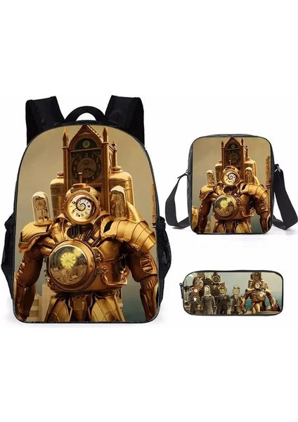 3pcs Skibidi Tuvalet Titan Drillman Schoolbag Seti, Titan Speakerman Baskı Öğrenci Sırt Çantası, Erkekler ve Kidscolor Için Günlük Sırt Çantası: A-3pcs Seti (Yurt Dışından)