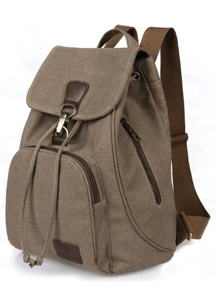 Kadınlar Tuval Sırt Çantası Kadın Vintage Saf Pamuklu Seyahat Çantası Moda Çizme Dizüstü Bilgisayar Çantaları Genç Için Omuz Çantası: Haki (Yurt Dışından)