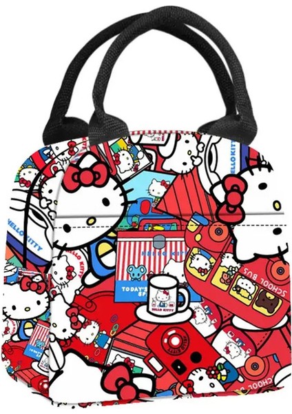 2025 Yeni Tote Yemek Çantası Hellokitty Karikatür Sevimli Kidie Kedi Bento Çanta Termal Öğle Yemeği Kutusu Çantası Öğrenci Öğle Yemeği Bagcolor: F (Yurt Dışından)
