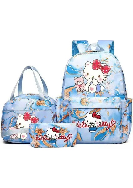 3pcs/set Hello Kitty Basılı Öğrenci Erkek Kız Okul Çantası Renkli Sırt Çantası Öğle Yemeği Çantası ile Çocuklar Genç Karikatür Okulu Bookbacolor: Resim ile Aynı (Yurt Dışından)