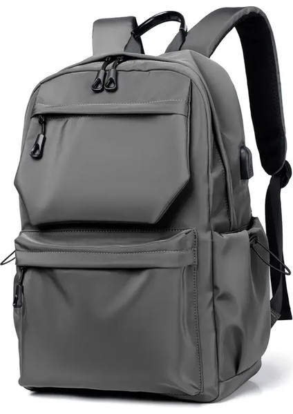 Erkekler Business Fashion Sırt Çantası Düz ​​renk Pratik Çanta Pu Kumaş Su Geçirmez Dizüstü Tag Şık Öğrenci Backpackcolor: Mavi (Yurt Dışından)