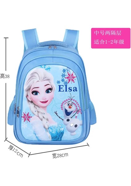 Dondurulmuş Anaokulu Schoolbag Karikatür Elsa Sırt Çantası Moda Erkek Kız Kızlar Bebek Okul Çantası Dondurulmuş Seyahat Bagaj Omuz Çantası Renk: Mavi/boyut: L (Yurt Dışından)
