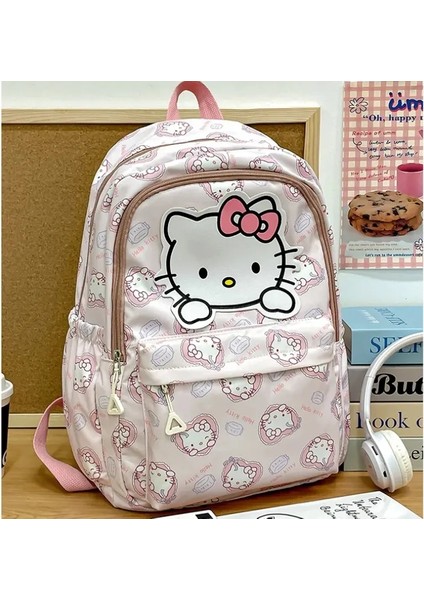 Sanrio Okul Çantası Sevimli Kuromi Melodisi Cinnamoroll Büyük Kapasiteli Sırt Çantası Erkek Kızlar Karikatür Hello Kitty Kawaii Tuval Okul Çantası Renk: A2 (Yurt Dışından)