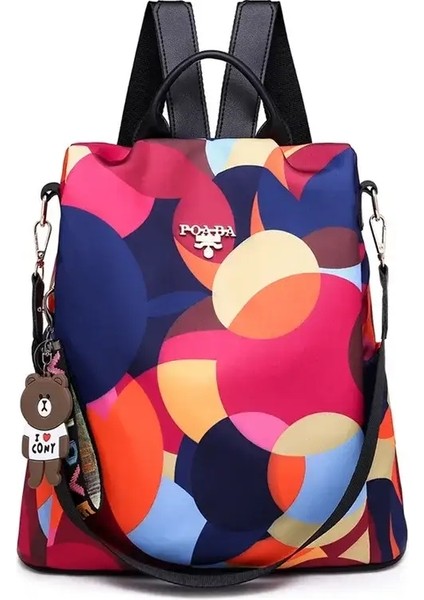Kadınlar Sırt Çantası Moda Oxford Kumaş Omuz Çantaları Gençler Için Okul Çantaları Büyük Kapasiteli Baskı Su Geçirmez Seyahat Backpackcolor: Renkli Daire (Yurt Dışından)
