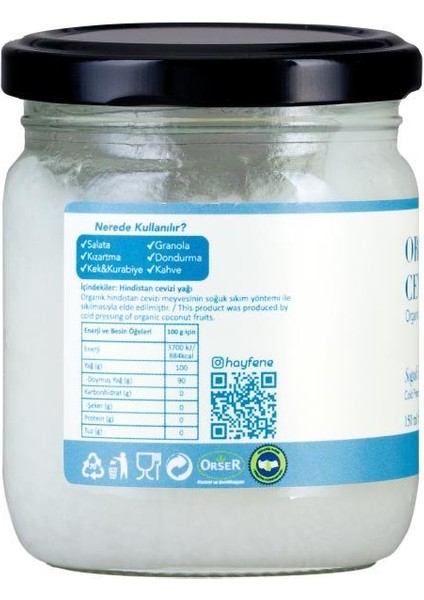 Organik Hindistan Cevizi Yağı 150 ml