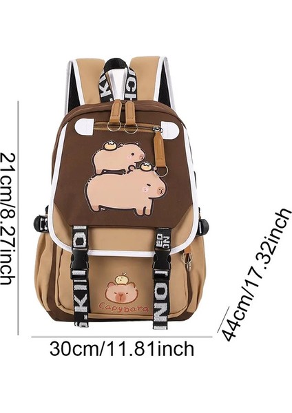 Kawaii Capya Bilgisayar Backpack College School Casual Daypack Gençler Çanta Büyük Kapasiteli Hediyeler Için Ayarlanabilir Kayış Okul Çantası Renk: Kahverengi 05 (Yurt Dışından)