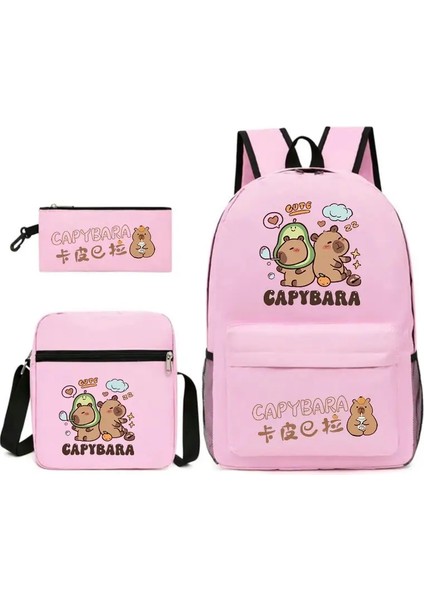 3pcs Capya Sırt Çantaları Mochilas Eestetik Sırt Çantaları Genç Tuval Dizüstü Bilgisayar Sırt Çantası Okul Öğrenci Kawaii Çantası En Iyi Hediye Kol: Pembe (Yurt Dışından)