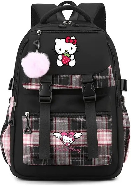 Sevimli Mochila Hello Kitty Girl's Sırt Çantası Karikatür Lisesi Öğrencileri Okul Çantaları Kadınlar Büyük Kapasite Günlük Infanti En Iyi Hediye Kol: Siyah (Yurt Dışından)