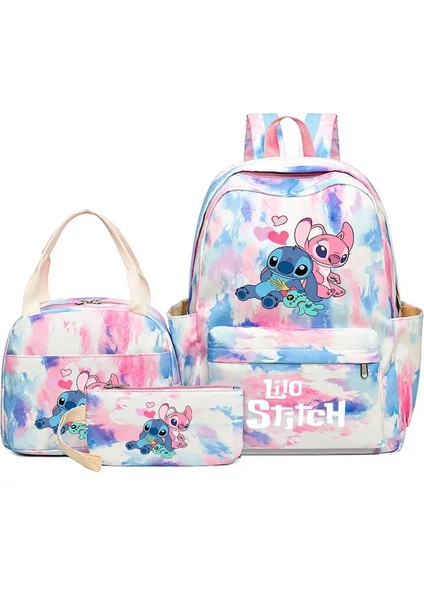 3pcs/set Lilo Dikiş Öğrenci Erkek Kız Okul Çantası Renkli Sırt Çantası Çocuklar Genç Çizgi Film Okul Kitap Çantası Öğle Yemeği Çantası Renk: Resim Rengi (Yurt Dışından)