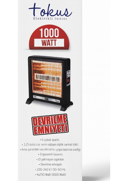 Elektrikli Soba Elektirikli Isıtıcı Cvs Dn 3016 1000 W Şömine Tipi Quartz Yeni Nesil Az Enerji indirimleri