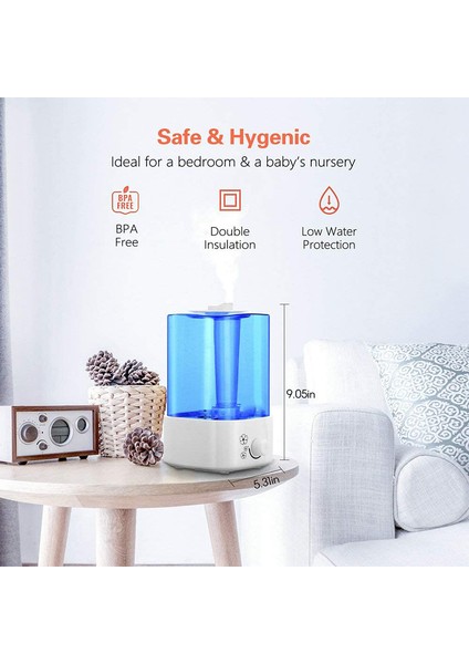 Sessiz Soğuk Sis Nemlendirici 2 Litre Küçük Hava Nemlendirici, Yatak Odası/oturma Odası Abd Fişi Için Uygun (Yurt Dışından) fiyatları