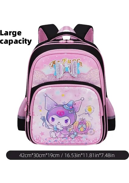 Cinnamoroll Kuromi Melody Karikatür Büyük Kapasiteli Okul Çantası, Birden Fazla Cep Su Geçirmez Dalı Sırt Çantası, Seyahat ve Günlük Kullanım Rolor: Kuromi-A (Yurt Dışından)