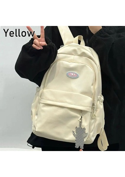 Yüksek Kaliteli Naylon Sırt Çantası Seyahat Günlük Omuz Çantası Büyük Kapasiteli Portatif Schoolbagscolor: Sarı (Yurt Dışından)