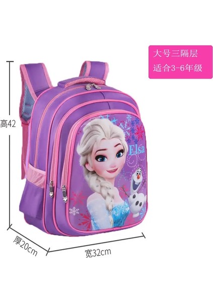 Dondurulmuş Anaokulu Schoolbag Karikatür Elsa Sırt Çantası Moda Erkek Kız Kızlar Bebek Okul Çantası Dondurulmuş Seyahat Bagaj Omuz Çantası Renk: Mor/boyut: M (Yurt Dışından)