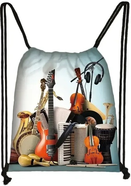 Zarif Müzik Notu Piyano Sırt Çantası Kadınlar Çekme Çantalar Caz Müzikal Elektro Gitar Depolama Çantası Seyahat Daypack Bookbags Renk: SKDJAZZ02CW (Yurt Dışından)