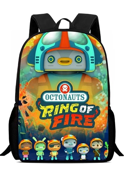 Popüler O-Octonauts Baskı Backpack Schoolbag Erkek ve Kızlar Sırt Çantası Fermuarı Omuzları En Iyi Hediye Kampı Sırpma: Sky Mavisi (Yurt Dışından)