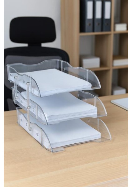 8808 Hareketli Evrak Rafı 3 Katlı Şeffaf fırsatları